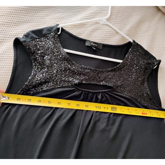 Large Vintage Black Express Mini Dress With Pockets And Sequins. Y2k. 2005. - Picture 13 of 13
